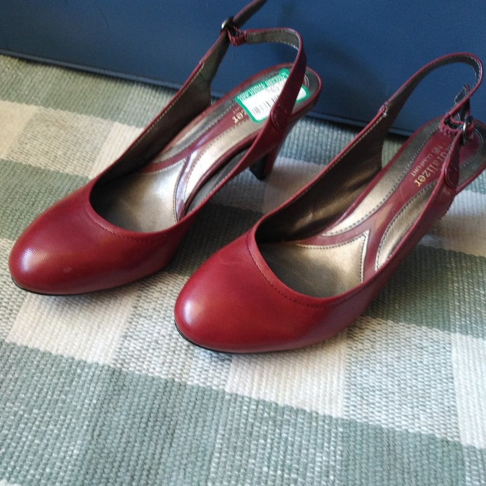 Red Sling Back Kitten Heels